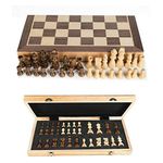 EVERGD Wooden Chess Set Magnetic Pieces Travel Chess Set For Kids Adults Folding Wooden Chess Set Chess Board Game Portable 12x12 inch