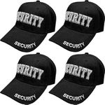 Auhafaly 4 Pack Security Hat Baseball Ball Cap Black Embroidered Adjustable 100% Cotton, Black, One size