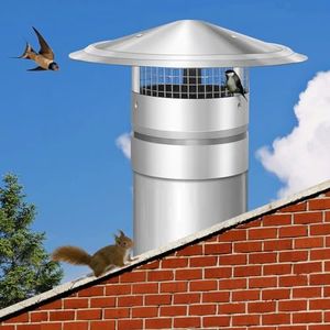 Ebusin 7 Inch Round Chimney Cap, 7 Inch Chimney Cap with Screen, Stove Pipe Topper, Galvanized Steel Quality, Silver