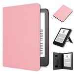 GTOMY Case for KiƞԀlⱸ 6" E-Reader (11th Generation-2022) E-Reader, Soft PU Leather Cover with Auto Wake/Sleep Hand Strap Foldable Stand, Incompatible iPad 6ʺ eReader, Pink