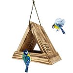 LEVIATAN MINI Wooden Bird Feeder | Chain Hanging Bird Feeder | Outdoor Feed Tray with Roof | Ready-to-Use, No Assembly Required | Bird Feeder for Feeding Wild Birds All Year Round