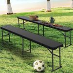 YITAHOME 2 Pack 6FT Folding Bench, Light Weight Portable folding benches with Carrying Handle for Indoor/Outdoor Multi Entertaining Activities, Black