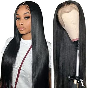 JcziJcx Human Hair Wigs For Black Women Lace Front Wig Parrucca Nera Bone Straight Hair Wig 13x6 T Part Lace Frontal Wigs For Women Peruvian Hair Wig Glueless Wig 200% Density 22 Inch