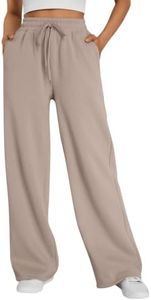 Trendy Queen Womens Wide Leg Fleece Lined Sweatpants CoffeeGrey L