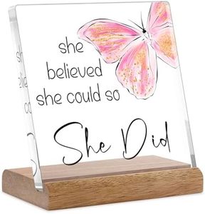 FreeJac Congratulations Gifts for Women - College Graduation Gifts for Her New Job Gifts - She Believed She Could so She Did Acrylic Plaque Sign Office Inspirational Promotion Gift for Coworker
