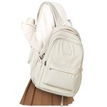 School Backpack for Women Men College High School Bag for Boys Girls Casual Daypack Laptop Backpack Waterproof Bookbag Beige