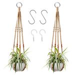 Augshy 2 Pcs Plant Hangers Hanging Plant Holder for Indoor Outdoor Decor Macrame Hanging Planter Basket with 4 Hooks(35 Inch)