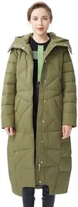 Orolay Women's Puffer Down Coat Winter Maxi Jacket with Hood Green S