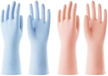 COOLJOB 2 Pairs Washing Up Gloves for Dishwashing Cleaning, Cotton Lined Kitchen Gloves, Non-Slip Waterproof Household Rubber Gloves for Bathroom, Laundry, Orange & Blue, Medium