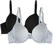 Fruit of the Loom Women's T-Shirt Bra, Black Hue/Grey Heather, 16DDD