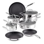 Circulon C1 Series Clad Stainless Steel with ScratchDefense Technology Nonstick Induction Cookware Pots and Pans Set, Metal Utensil Safe, 11 Piece Set - Polished Stainless Steel