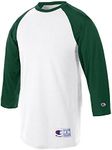 Champion 5.2 oz. Raglan Baseball T-Shirt (T1397) White/Dark Green, M