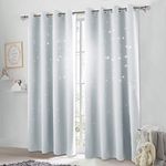 NICETOWN Sky Wonder Star Cut Out Functional Room Darkening White Blackout Curtain for Bedroom /Living Room /Studio /Kid's Room 52" W x 84" L, Platinum, One Panel