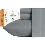 100% Organic Cotton Bed Sheets - Crisp and Cooling Percale Weave, Breathable 4 Piece Sheet Set, Deep Pocket with All-Around Elastic (King, Dark Grey)