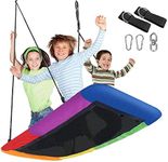 Sorbus 60" Saucer Swing for Kids - 700lbs Big Platform Swing- Tree Glider Therapy Swing for Kids- Adjustable Ropes & Durable Swing Seat- Trampoline Net Swing for Swing Set,Backyard,Indoor/Outdoor,Gift