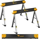 WORKESS Saw Horses 2 Pack Folding, Heavy Duty Sawhorse Table 2600 Lbs Load Capacity with 2x4 Support Legs, Portable Folding and Fast Open Legs and Easy Grip Handle for Woodworking.