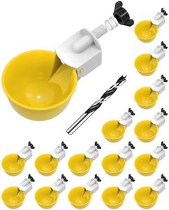 psarnuk Chicken Waterer Cups (16 Pack/Yellow) - DIY Automatic Large Chicken Water Feeder for Ducks Quail and Various Poultry Dispenser with Matching Drill, Double Rubber Ring, Not Leaking Wate