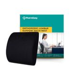 PharmEasy Back Support For Chair, Car Seat Back Support, Orthopedic Lumbar Support Memory Foam Backrest Cushion, Designed for Back Pain Relief, Ideal Back Pillow for Computer/Office Chair (Mesh Black)