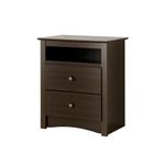 Prepac's Fremont 2 Drawer Nightstand: Elegant Bedroom Furniture, Bedside Table with Open Shelf, 23.25"W x 16"D x 28"H, Espresso - EDC-2428