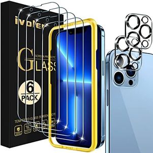 ivoler Pack de 4 Verre Trempé Compatible avec iPhone 13 Pro Max 6.7 Pouces, avec 2 pièces Caméra Arrière Protecteur et Kit Installation Offert, Film de Protection d’écran [Anti Rayures]