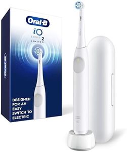 Oral-B iO Simple Clean Rechargeable Electric Powered Toothbrush, Pure White with 1 Gentle Care Brush Head and 1 White Travel Case - Automatic Pressure Sensor to Protect Gums - 3 Modes -2 Min Timer