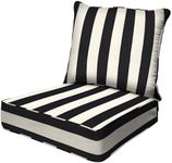 Honeycomb Outdoor Deep Seat, 24" W x 23" D, Cabana Stripe Black & Ivory Outdoor Chair Cushion