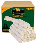 Golden Chews Natural Roll Twist Sticks 9-10" Dog Treats Roll (20 Pack). Extra Thick, Single Sheet.