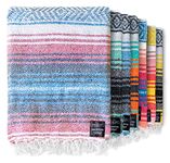 Benevolence LA Authentic Mexican Blanket, Yoga Blanket, Handwoven Mexican Blankets and Throws, Perfect as Serape Blanket, Outdoor Blanket, Picnic Blanket, Camping Blanket, 50x70 inches - Azure