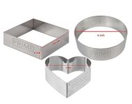 Prime Bakers and Moulders Heart, Round and Square Steel Ring Cake Cut Outs Pizza Base Cutter - 6 inch