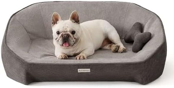 Aurapaws Orthopedic Dog Bed Medium Size Dogs - One-Piece Molded Support Foam™ Comfort Never Sag Dog Couch Sofa with 3 Washable Removable Covers & Bone Toy, Waterproof Liner, Nonskid Bottom, Grey, 36"