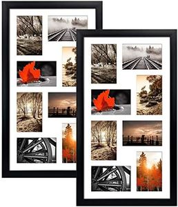 QUTREY 4x6 Black Collage Picture Frames Set of 2, 8 Openings Matted Collage Frame for 4x6 Pictures to Display 16 Multi Photos for Wall