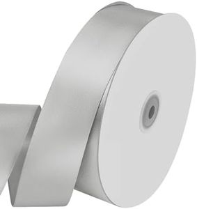 1-1/2" Wide x 100 Yards Single Faced Polyester Silvery Satin Ribbon, Perfect for Wedding, Gift Wrapping, Bow Making & Other Projects (Silvery)