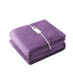 Wapaneus Foot Pocket Heated Blanket Electric Throw with 10 Heating Levels and 4 Timer Settings 4 Hours Auto Shut Off, Flannel Fast-Heating Heated Throw 50" x 60", Machine Washable, Purple