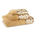 Zahari Home Sinatra Modern Bathroom Towel Set 3 Piece Towel Bath Towel, Hand Towel and Wash Towel Luxury Contemporary Decor Bling Champagne Gold Bath Towel Sets Soft, Plush and Highly Absorbent