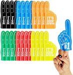 Okuna Outpost 24-Pack Mini Foam Fingers for for Sports-Themed Birthday, Mini Party Favors, Game Day Supplies, Mini Foam Hand Fingers It's Going Down, We're #1 (6 Colors, 5.5 in)