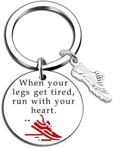 Gifts for Runners Men Women Track and Field Keychain Accessories Runners Gifts for Marathon Runner Fitness Gym Runner Inspirational Gifts for Male Females When Your Legs Get Tired Run With Your Heart,