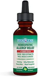 TexaClear Homeopathic Texas Cedar Fever Allergy Relief Drops for Zones 2,5,6 - All Season Relief + Drainage Remedies - 1oz