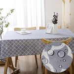 Excovip Cotton Linen Fabric Tablecloth, Waterproof Oil Proof Spill Proof Table Cloth, Wipe Clean Washable Table Cover for Dining Table, Buffet,Parties, Rectangle 150x259cm(60" x 102"),Gray 9282