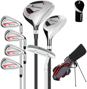 XDriveMax 8 Pieces Complete Mens Golf Club Set Right/Left Hand for Men Women Includes Stand Bag with Rain Hood, 3# Fairway Wood with Head Covers, 5# Hybrid, 5#, 7#, 9# S# Irons and Putter