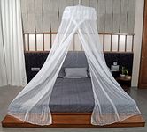 Classic Mosquito Net for Hanging Double Bed | King Size Embroidery Machardani | Polyester 30GSM Strong Net | Canopy Tent for Bedrooom - White