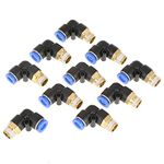 Push In Joint Pneumatic Connector 8mm x 1/4" PT Male Thread Quick Fittings,90 Degree Elbow Pipe Quick Fittings(10 pcs)