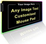 Personalized RGB LED Gaming Mouse Pad with Photo Picture Text Customized Cute Gaming Mousepad Custom Mouse Mat for Office Desk Personalised Gifts Presents for Gaming Lovers, 23.6x13.8 inch