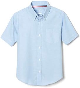 French Toast Boys' Short Sleeve Oxford Dress Shirt (Standard & Husky), Light Blue, 12