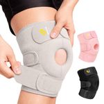 BRACOO Adjustable Compression Knee Support with Patellar Pad for Men & Women – Knee Brace Sleeve for Arthritis, Runner's Knee, Running, Gym, Football, KS10 (Grey)