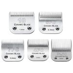 5PACK Dog Grooming Clipper Replacement Blades Compatible with Andis Pet Clipper/Oster A5/Wahl KM Series Dog Clipper with Ceramic Blade & Stainless Steel Blade (#10+5FC+7FC+3FC+4FC)