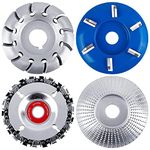 Angle Grinding Wheel 6 Teeth Wood Turbo Carving Disc Grinder Chain Disc in 22 Teeth Wood Polishing Shaping Disc for Wood Cutting and Polishing Sanding Carving Grinding Wheel Plate ，Set of 4 Pieces