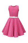 BlackButterfly Kids 'Audrey' Vintage Polka Dot 50's Girls Dress (Pink Polka Dot, 7-8 Years)