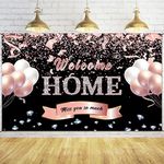 Trgowaul Welcome Home Banner Decorations, Rose Gold Welcome Back Home Backdrop, We Missed You So Much Party Decor, Family Reunion Patriotic Military Homecoming Army Deployment Returning Party Supplies