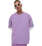 Besick Pastel Colours Oversized Tshirts Unisex (Small, Lavender Men)