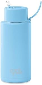 frank green Insulated Water Bottle for Cold Or Hot Drinks - 1 Litre/34oz Metal Water Bottle with Straw Lid, Ceramic Insulated, Stainless Steel, Triple Wall Vacuum - Sky Blue by frank green